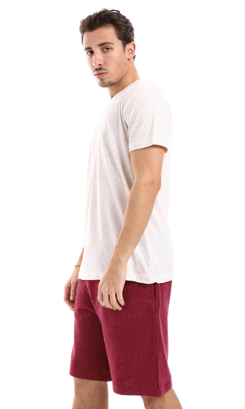 O165978 Red & Green Dots Over Heather Beige Tee