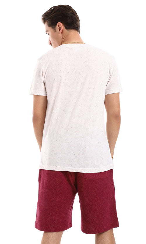 O165978 Red & Green Dots Over Heather Beige Tee