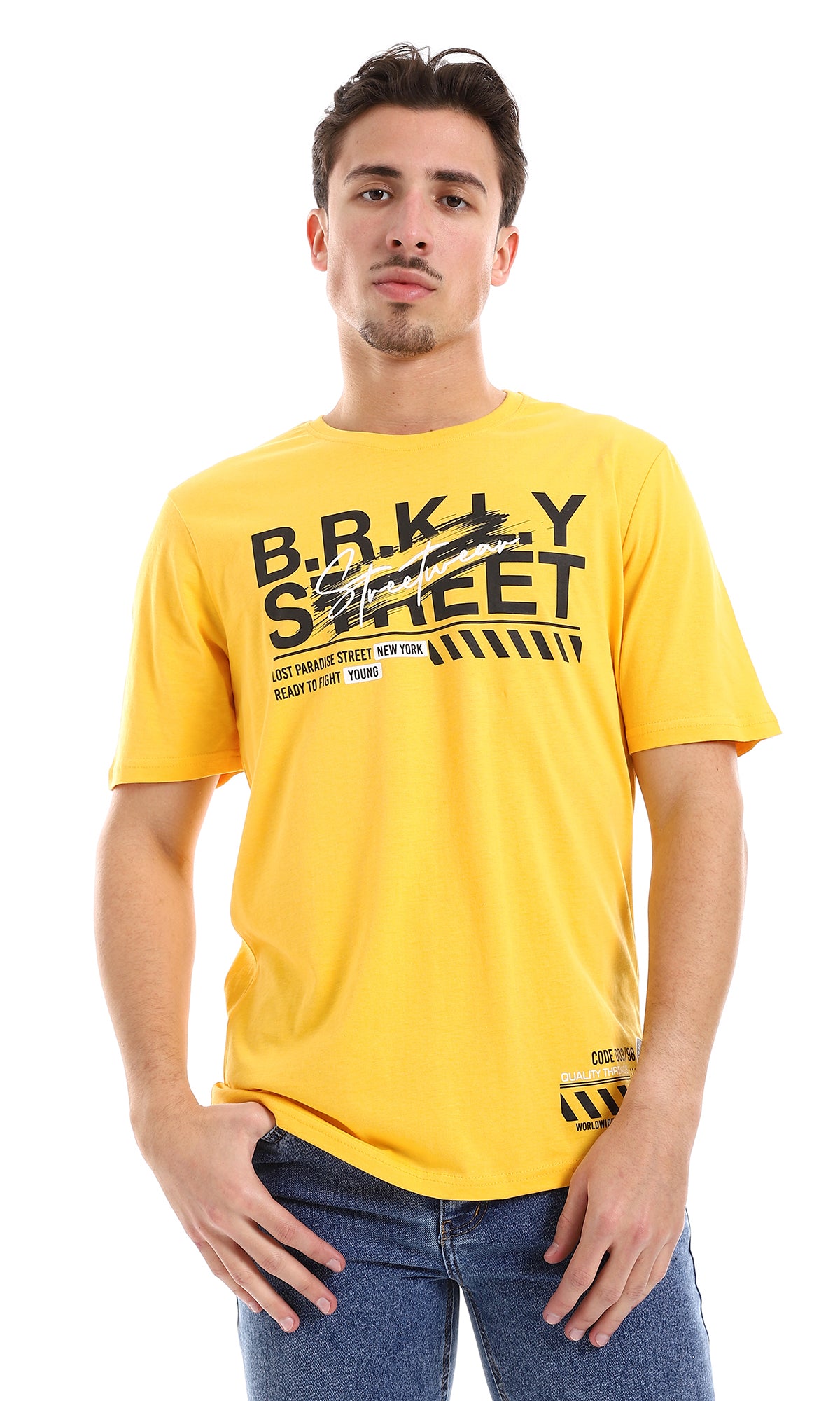 O165980 Mango & Black Chest Printed Tee