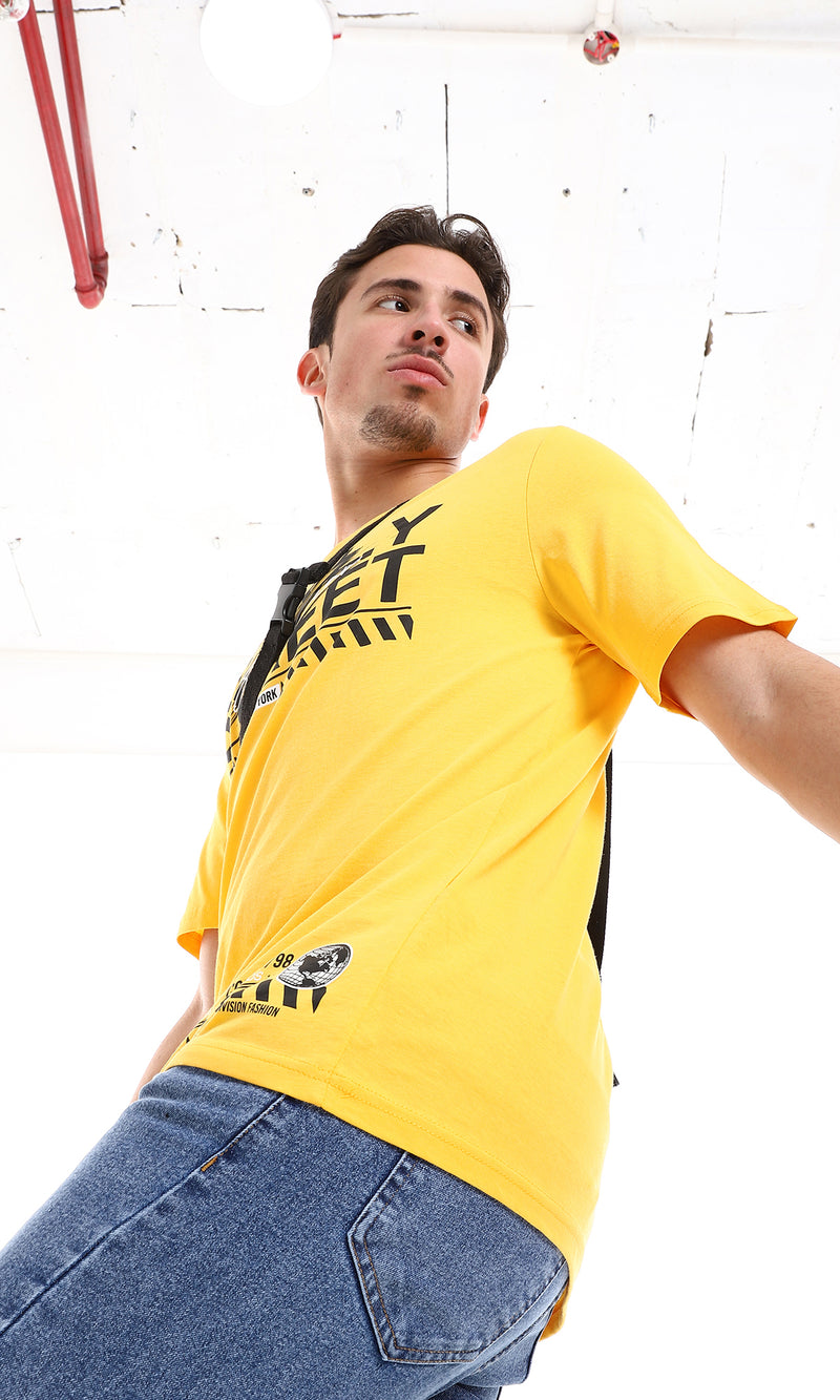 O165980 Mango & Black Chest Printed Tee