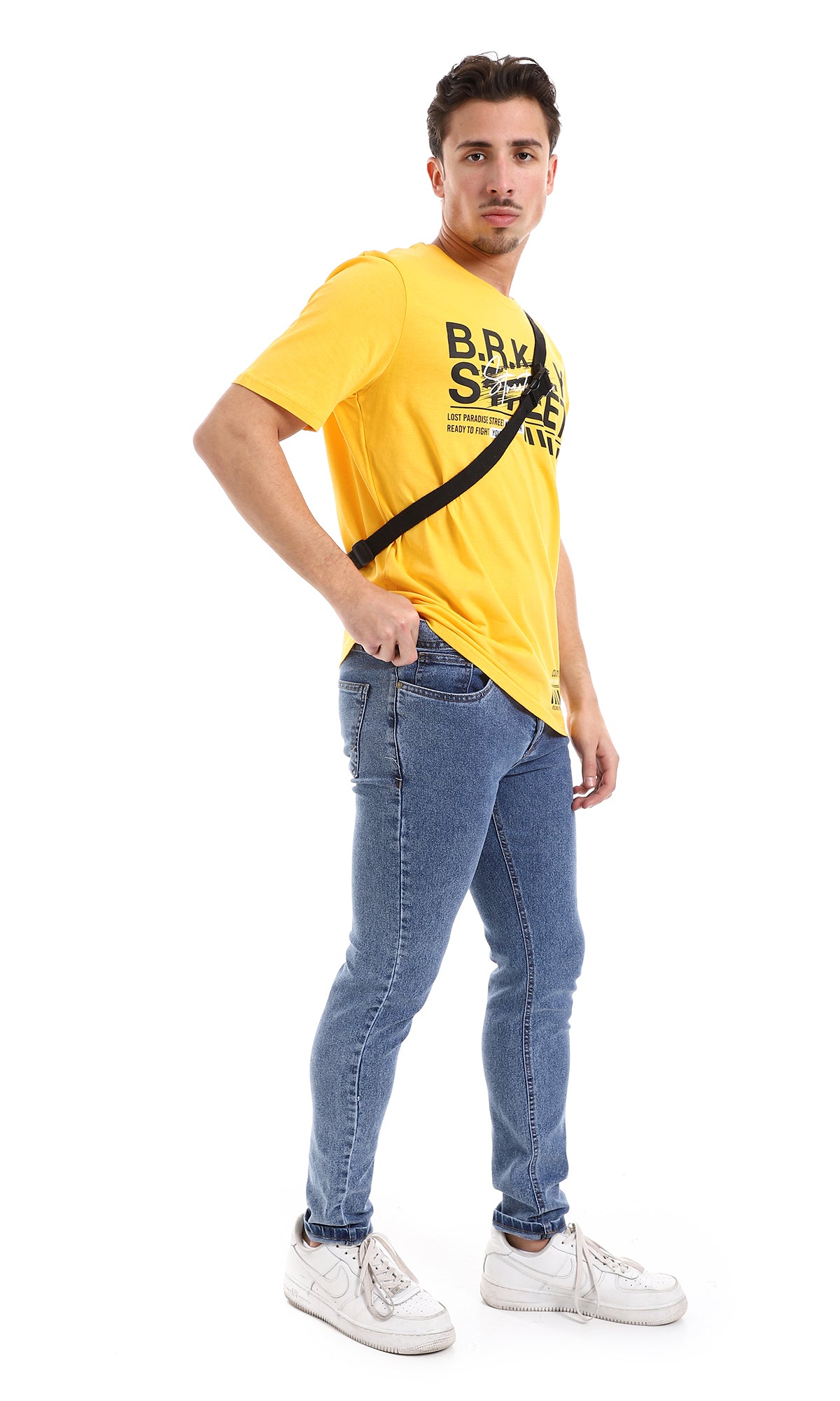 O165980 Mango & Black Chest Printed Tee