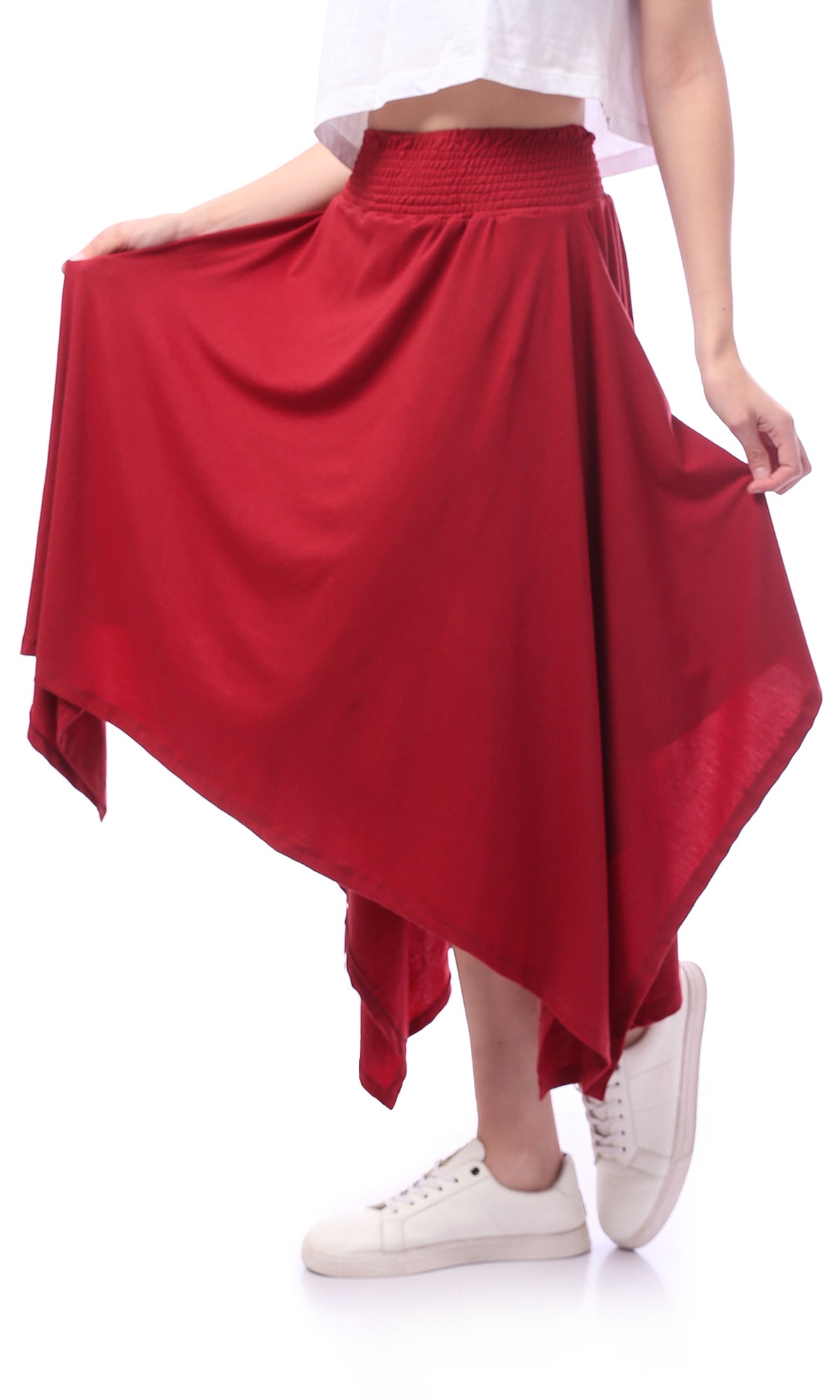 O166322 Burgundy Loose Fit Slip On Skirt