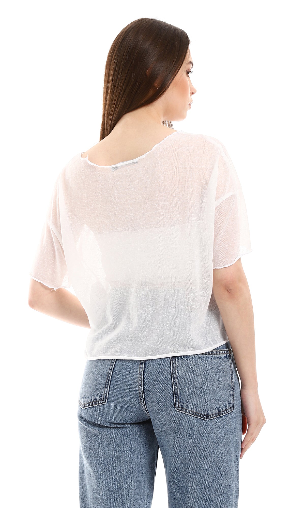 O166325 Soft Fabric Slip On Short Sleeves Top - White