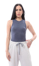 O166344 Heather Navy Blue Sleeveless Cotton Summer Top