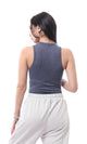 O166344 Heather Navy Blue Sleeveless Cotton Summer Top