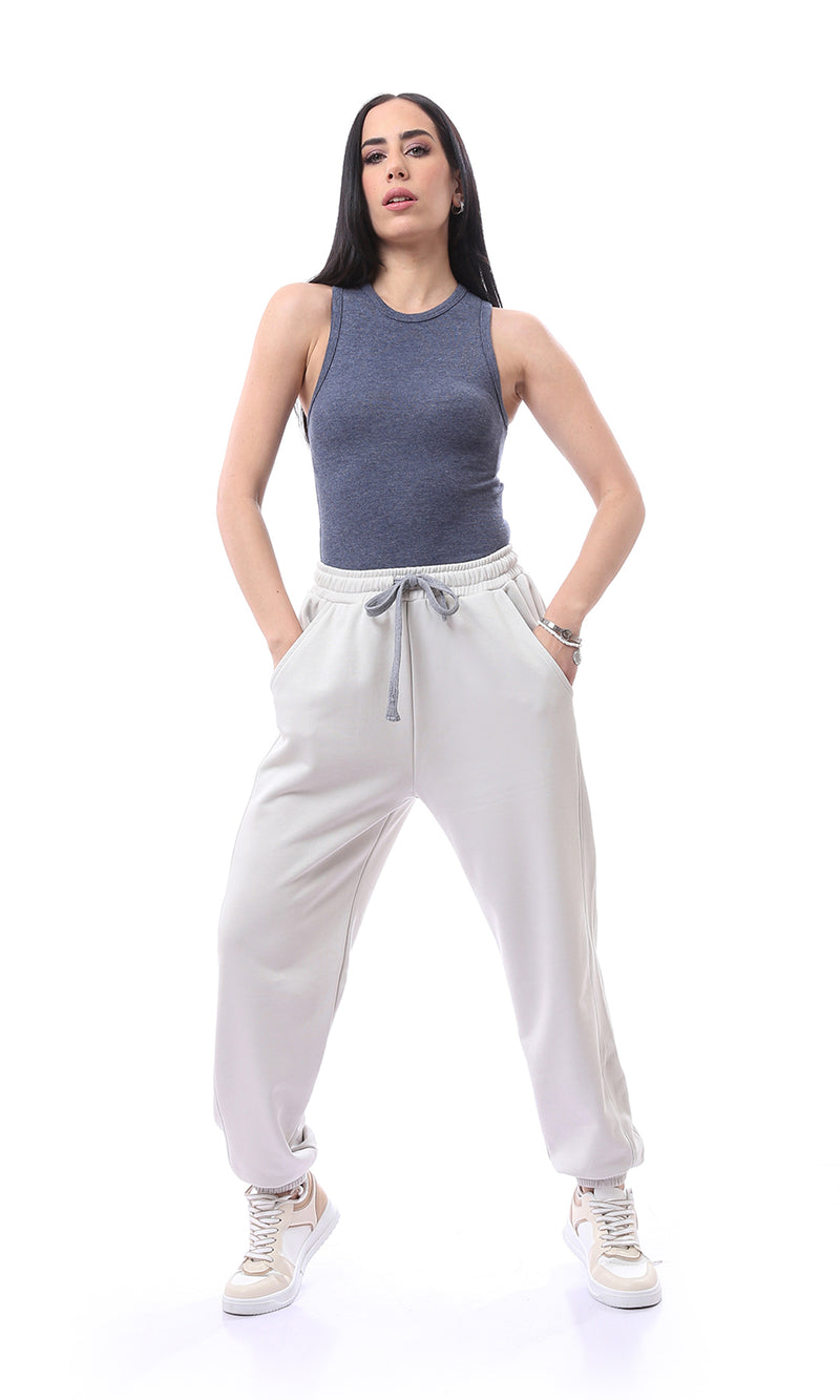 O166344 Heather Navy Blue Sleeveless Cotton Summer Top