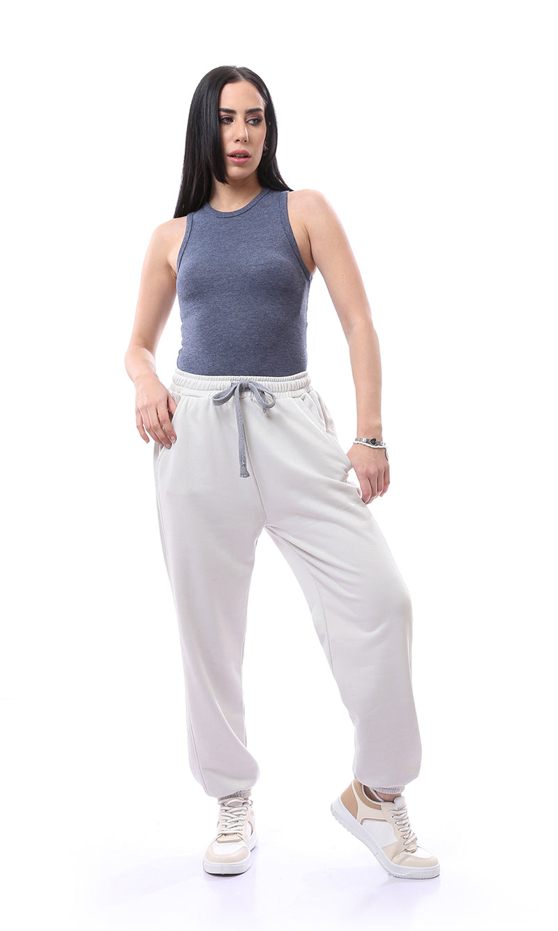 O166344 Heather Navy Blue Sleeveless Cotton Summer Top