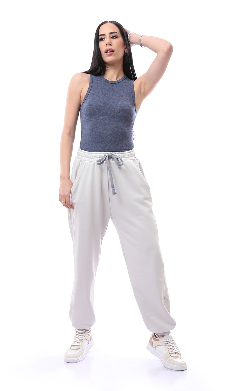 O166344 Heather Navy Blue Sleeveless Cotton Summer Top