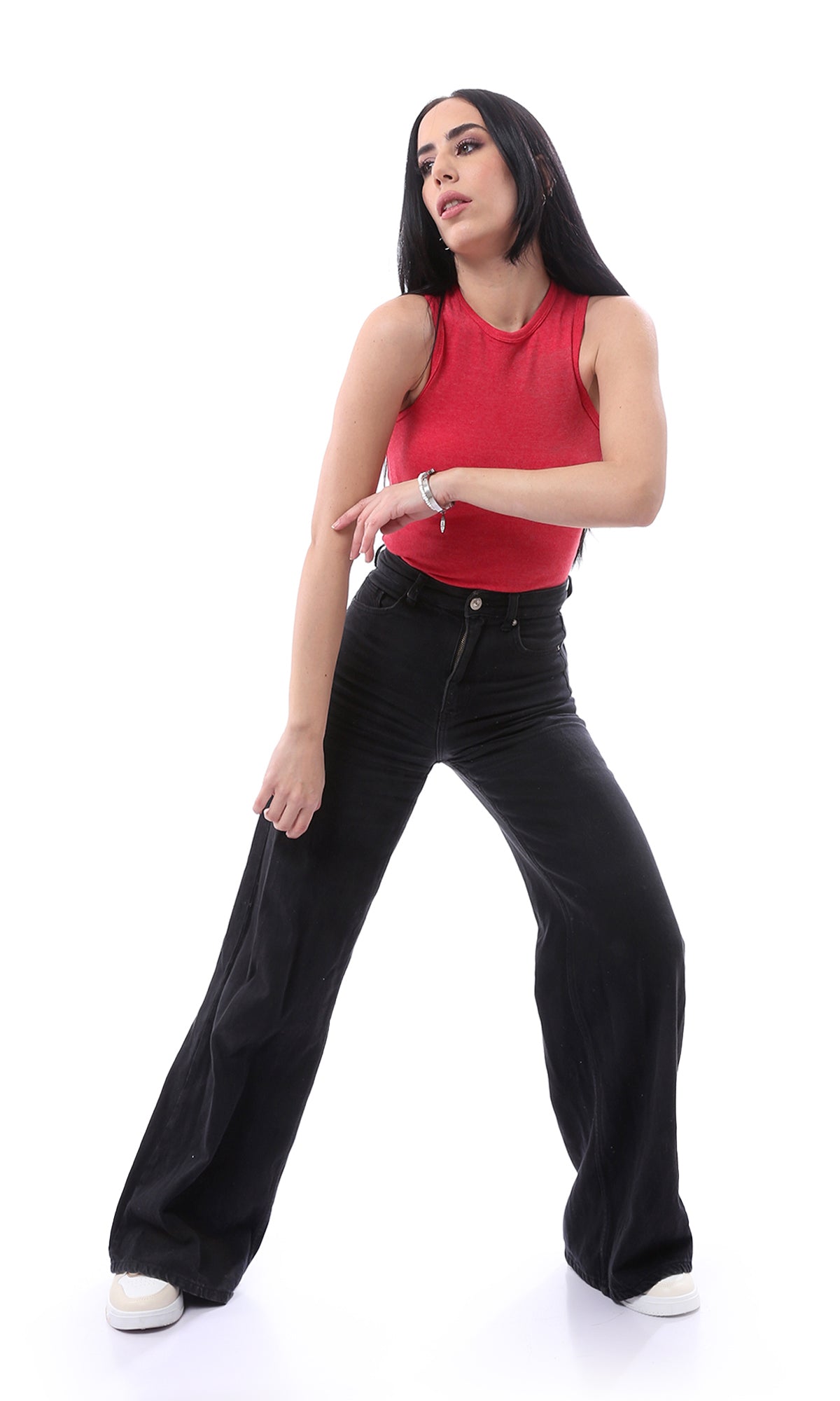 O166387 Heather Red Round Neck Casual Top