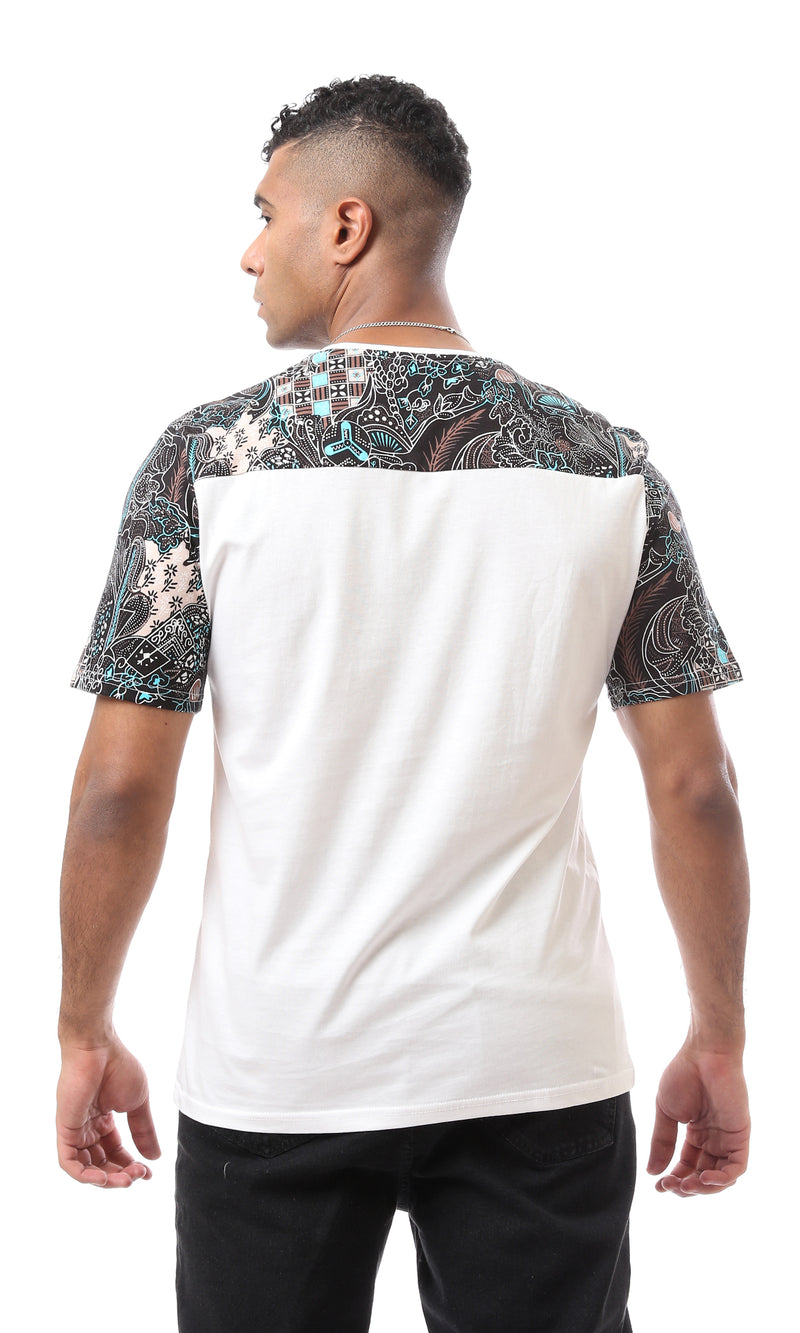 O167202 Round Neck Multicolour Tee With Front Pockets