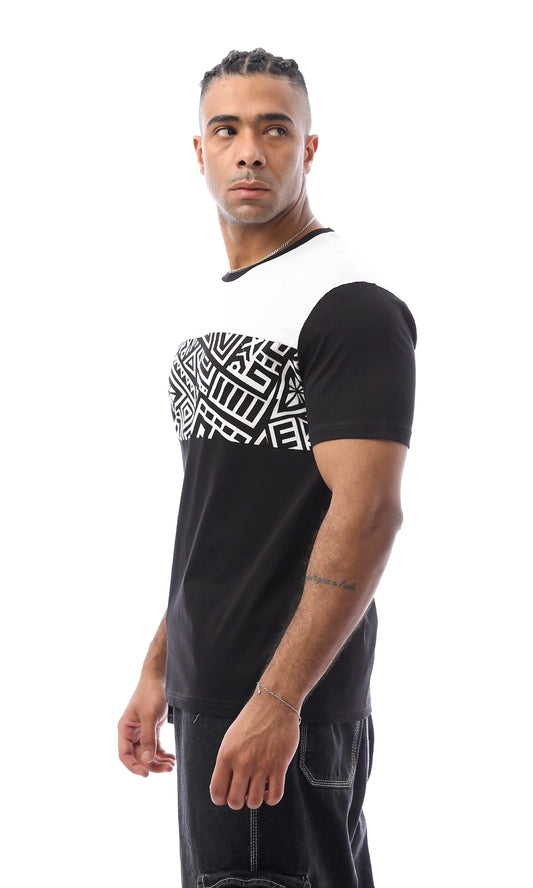 O167203 Bi-Tone Black & White Short Sleeves Tee