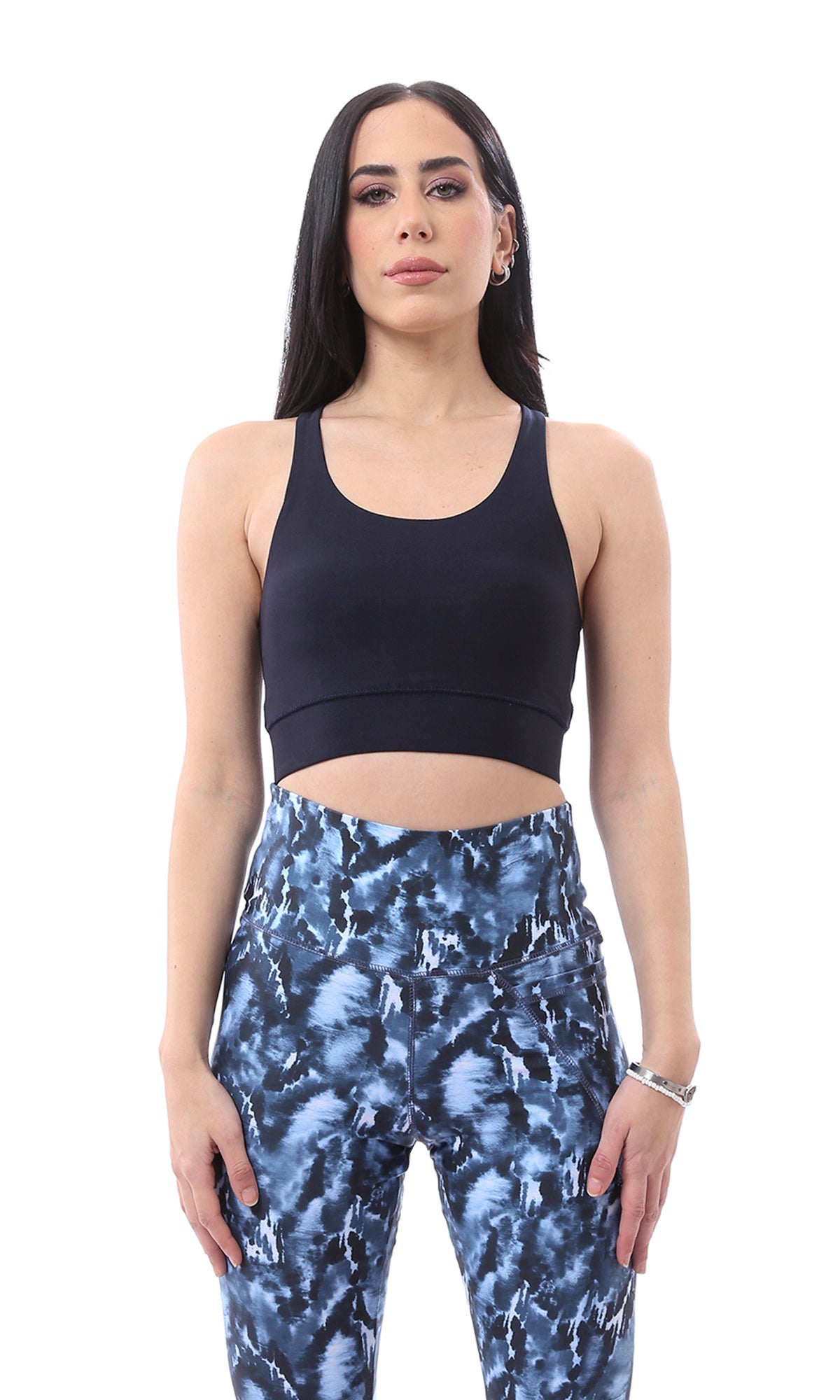 O167535 Non-Padded Sleeveless Dark Navy Blue Sports Bra
