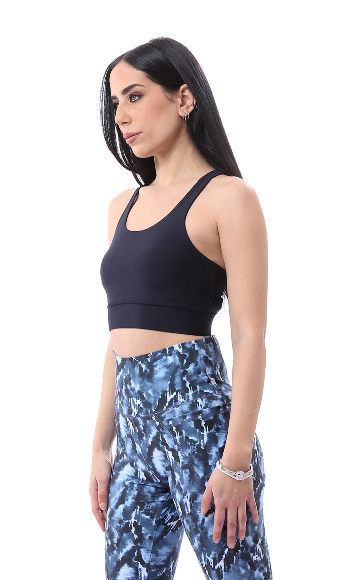 O167535 Non-Padded Sleeveless Dark Navy Blue Sports Bra