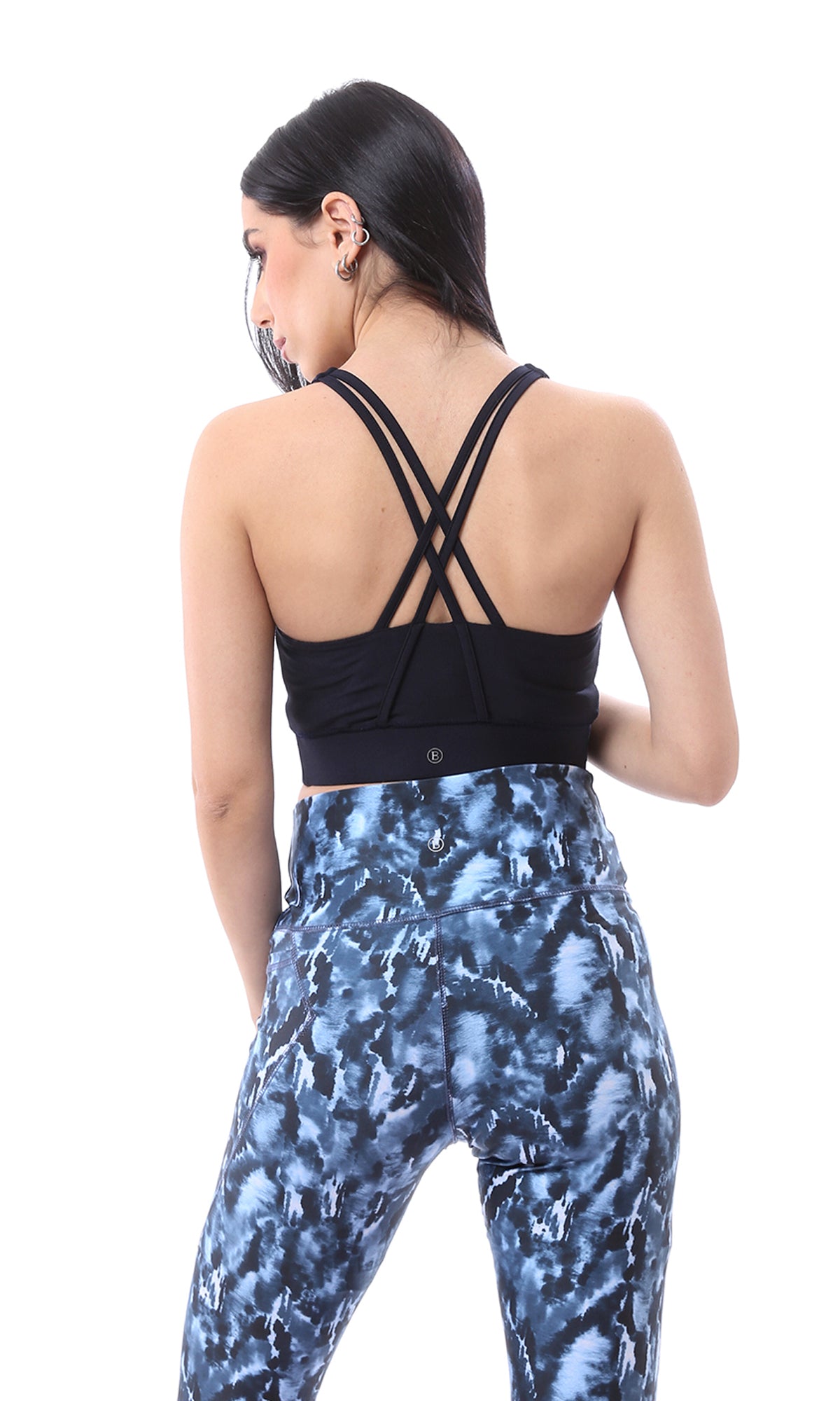 O167535 Non-Padded Sleeveless Dark Navy Blue Sports Bra