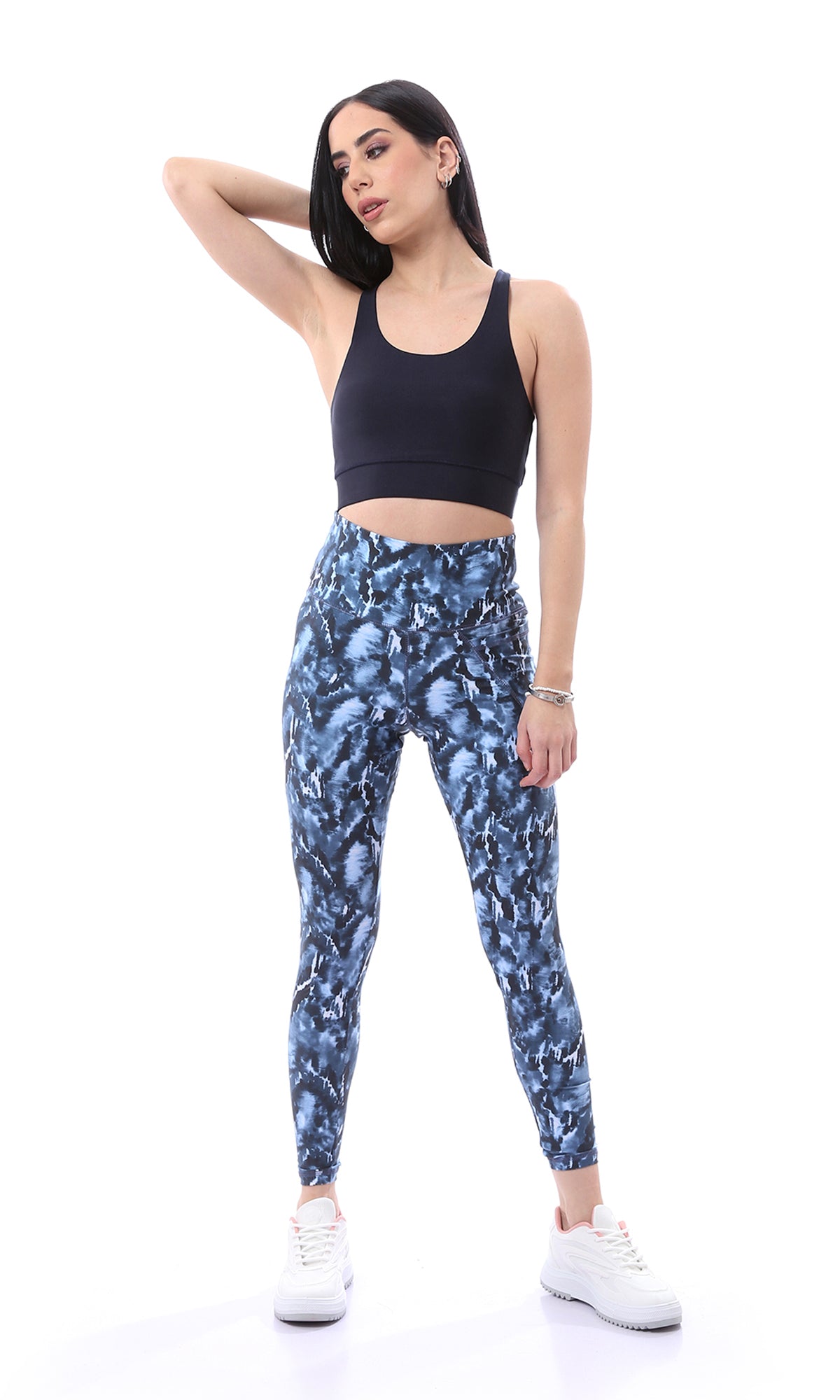 O167535 Non-Padded Sleeveless Dark Navy Blue Sports Bra