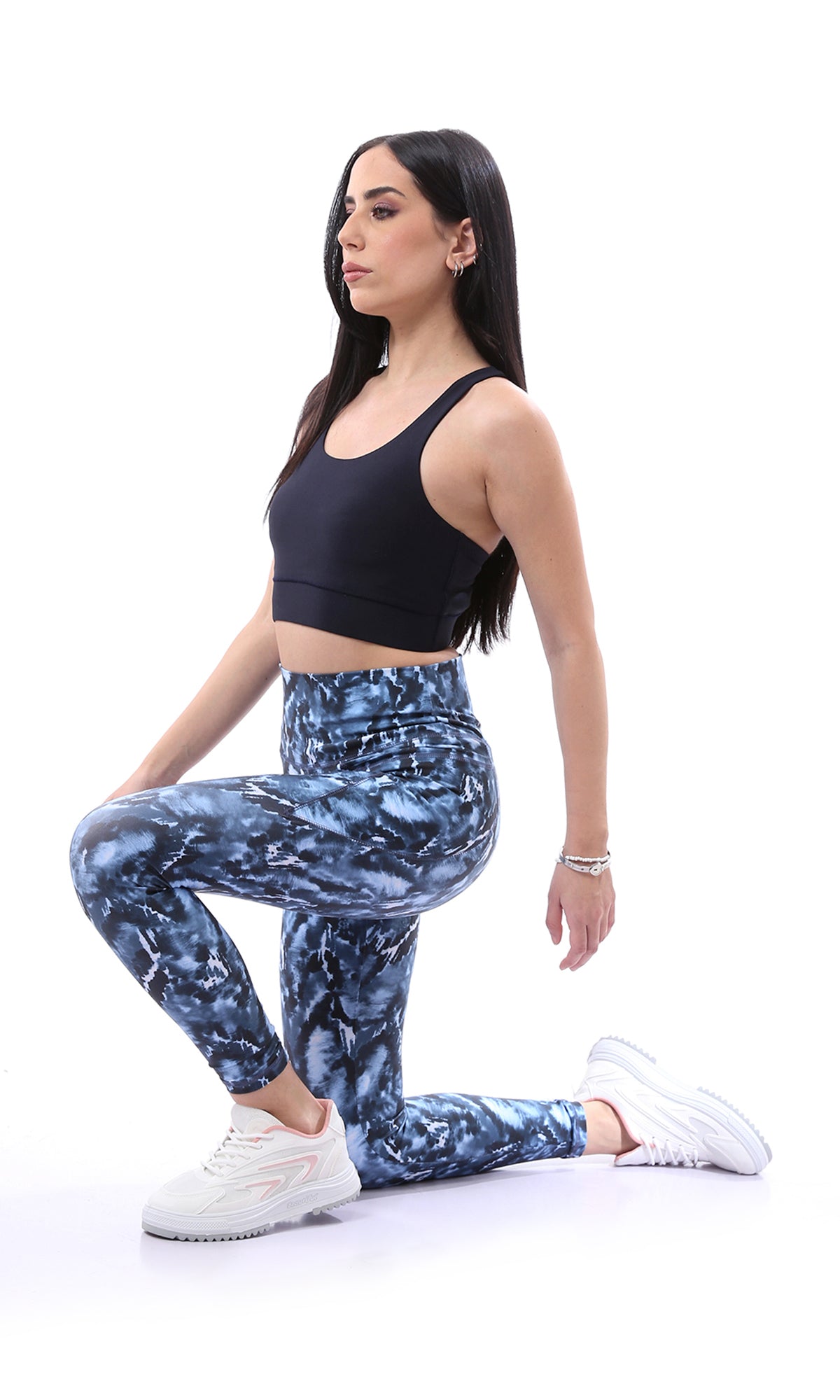 O167535 Non-Padded Sleeveless Dark Navy Blue Sports Bra
