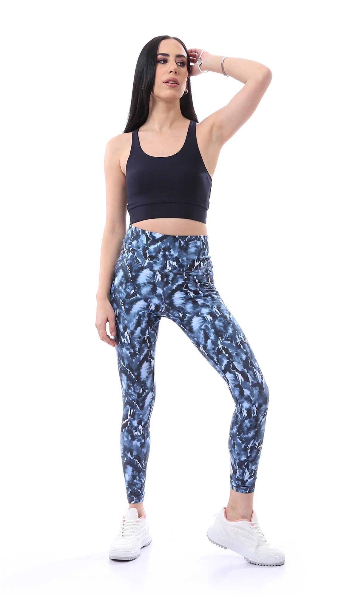 O167535 Non-Padded Sleeveless Dark Navy Blue Sports Bra
