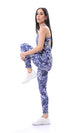 O167554 Patterned Sports Long Leggings With Side Pockets - Blue & Purple
