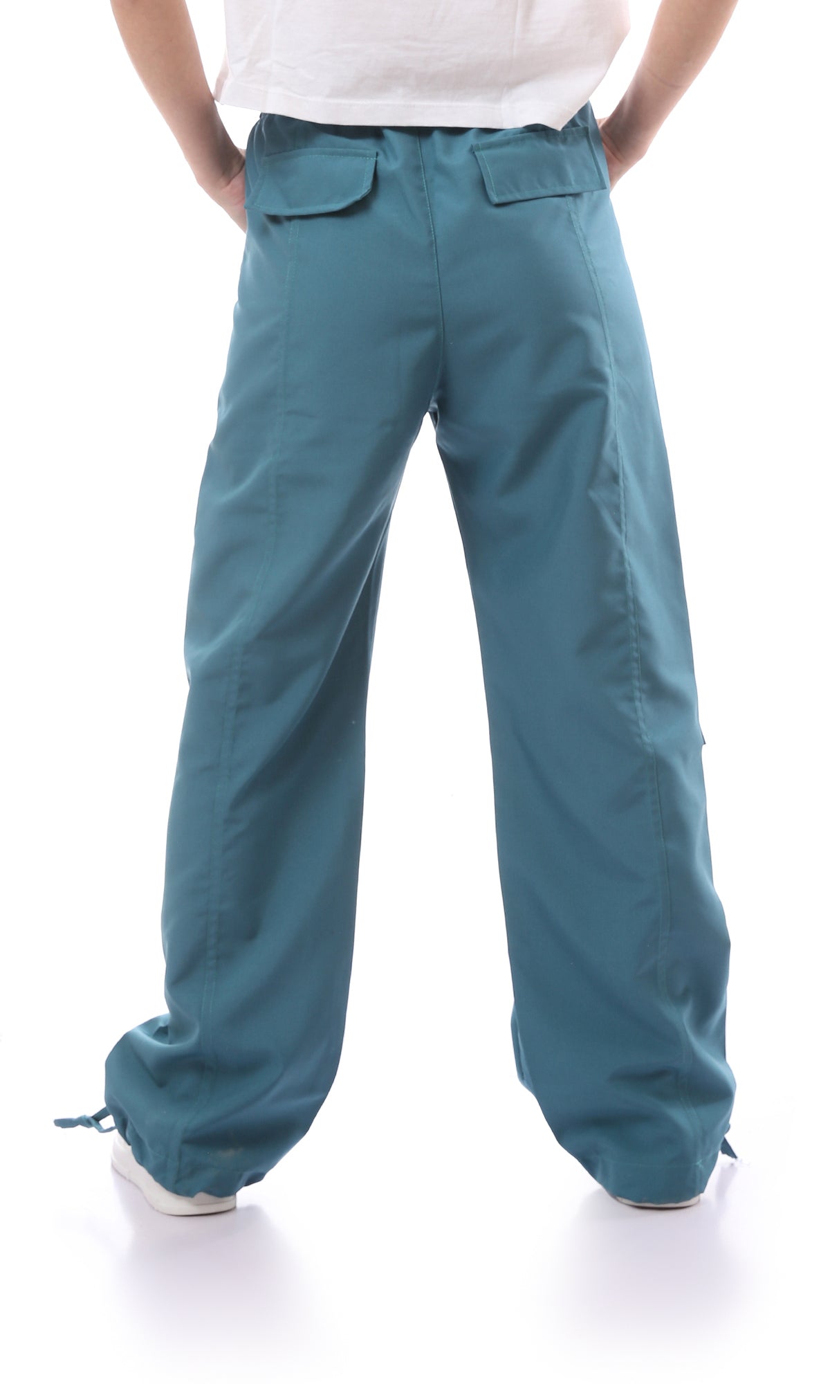 O168060 Elastic Waist Dockside Blue Cargo Pants With 6 Pockets