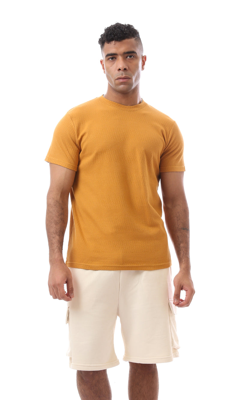 O168068 Self Pattern Goldenrod Short Sleeves Tee