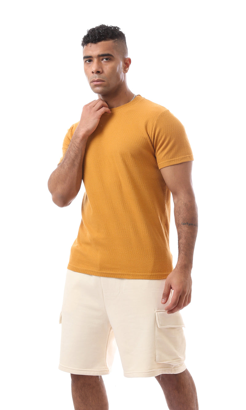 O168068 Self Pattern Goldenrod Short Sleeves Tee