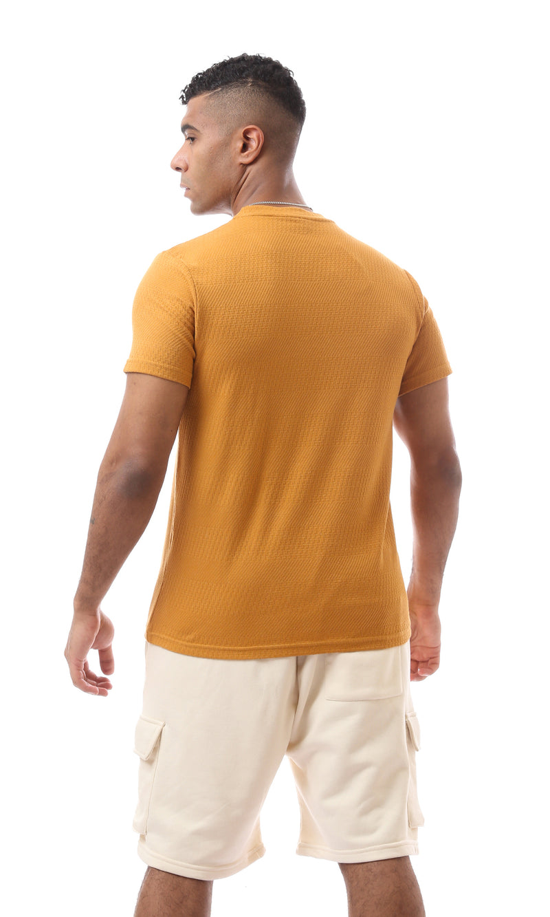 O168068 Self Pattern Goldenrod Short Sleeves Tee