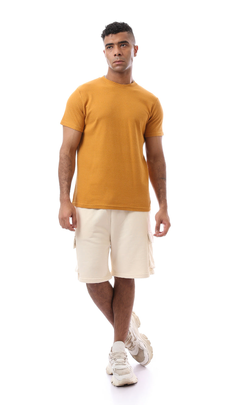 O168068 Self Pattern Goldenrod Short Sleeves Tee
