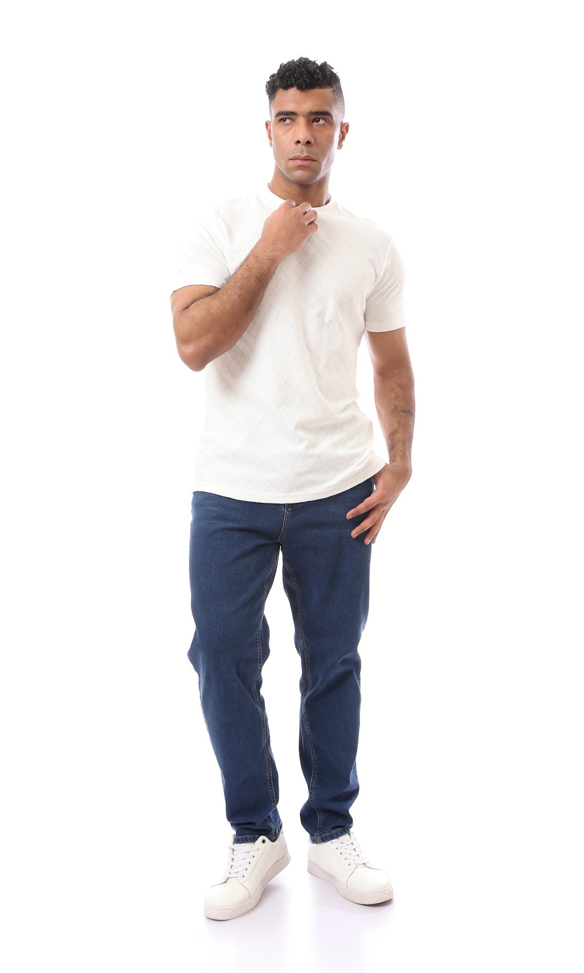 O168069 Self Diamonds Slip On Regular White Tee