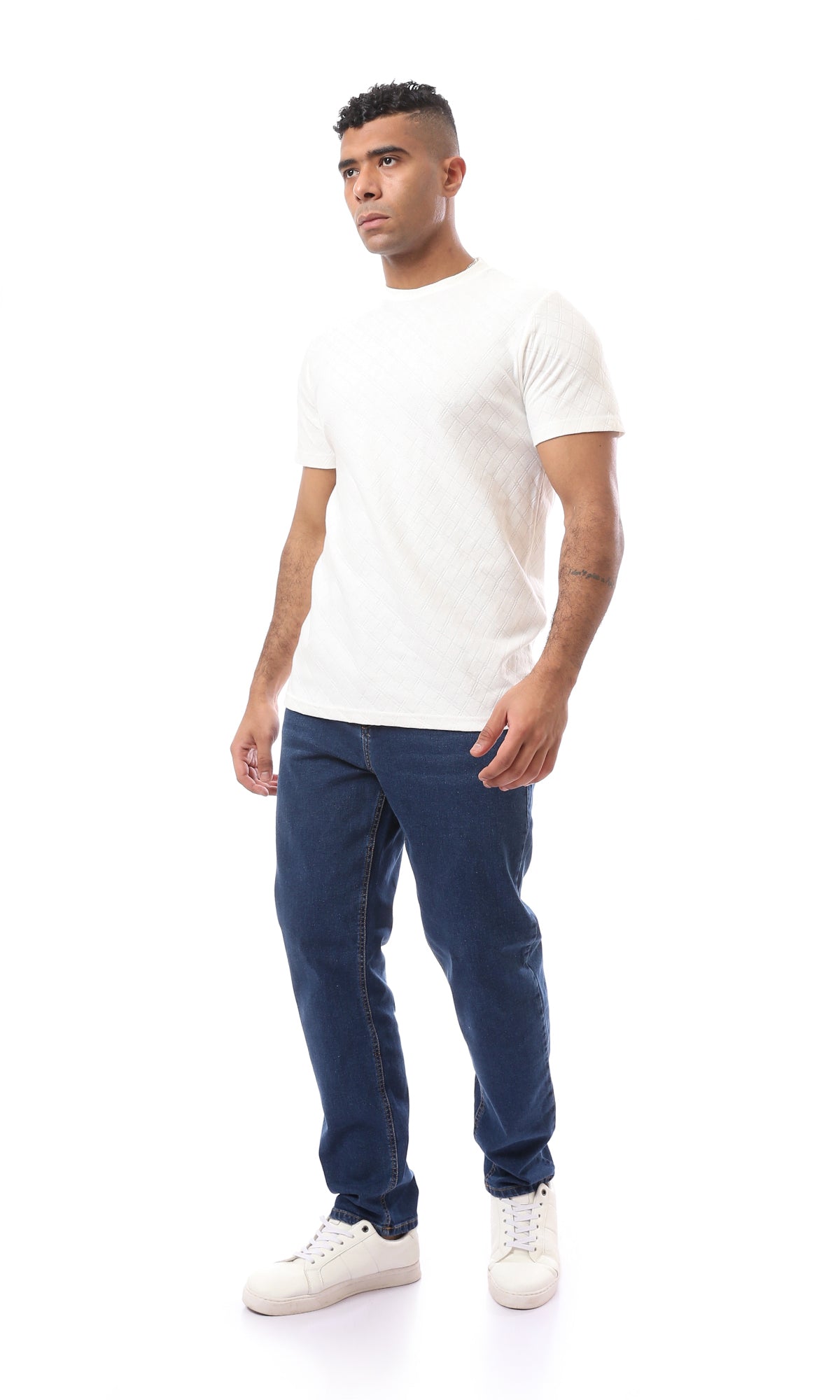 O168069 Self Diamonds Slip On Regular White Tee