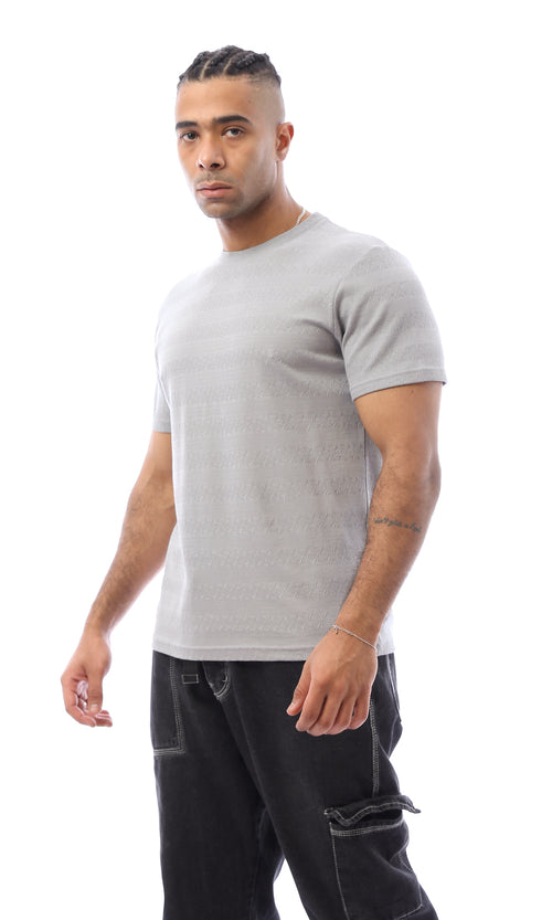 O168070 Self Pattern Grey Short Sleeves Summer Tee