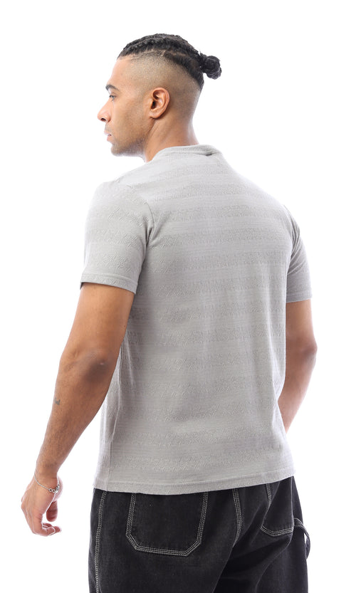 O168070 Self Pattern Grey Short Sleeves Summer Tee