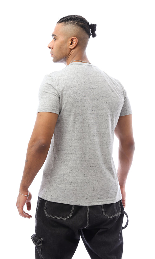 O168082 Heather Light Grey Printed "Ravin" Tee