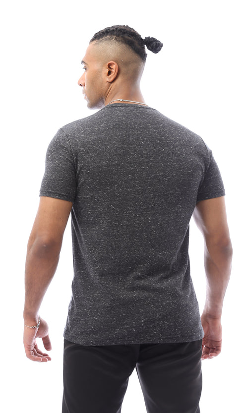 O168083 Short Sleeves Printed Heather Charcoal Tee
