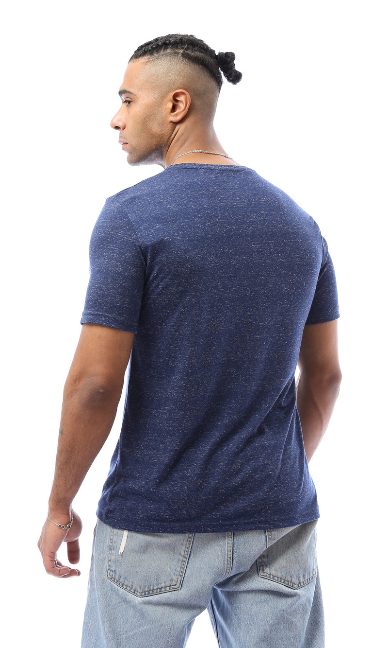 O168115 "Fight Hard" Printed Heather Navy Blue Tee