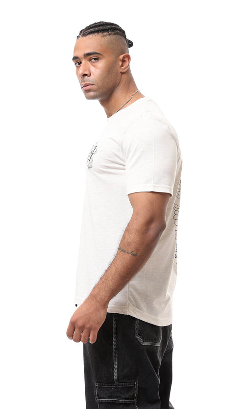 O168117 Heather Off-White Printed Short Sleeves Tee