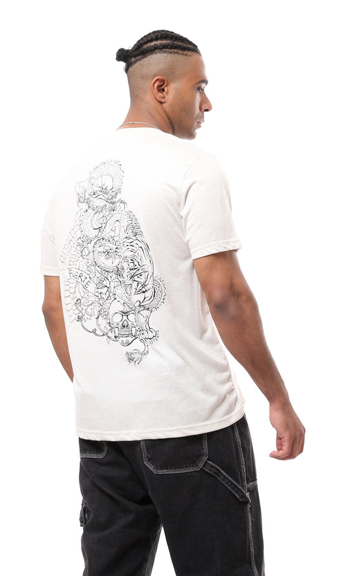 O168117 Heather Off-White Printed Short Sleeves Tee