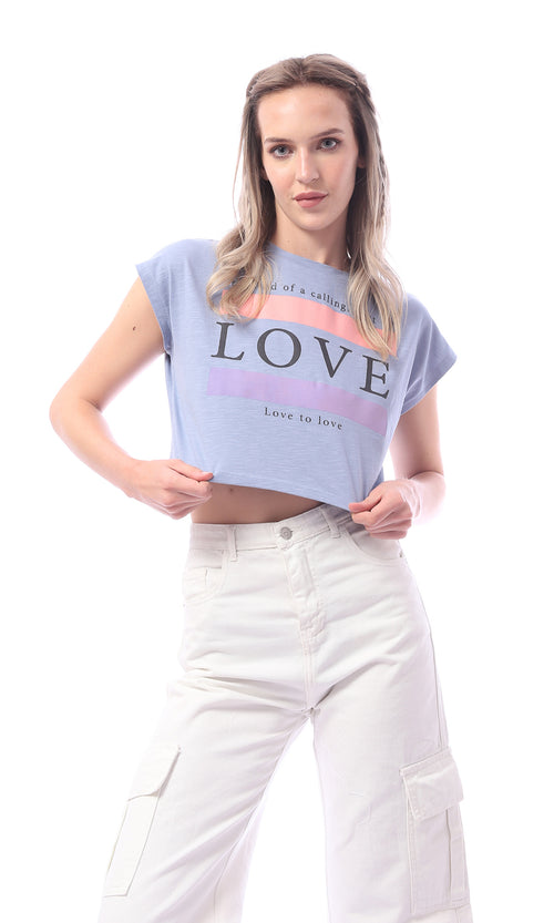 تيشيرت قصير الأكمام ازرق فاتح سهل الارتداء