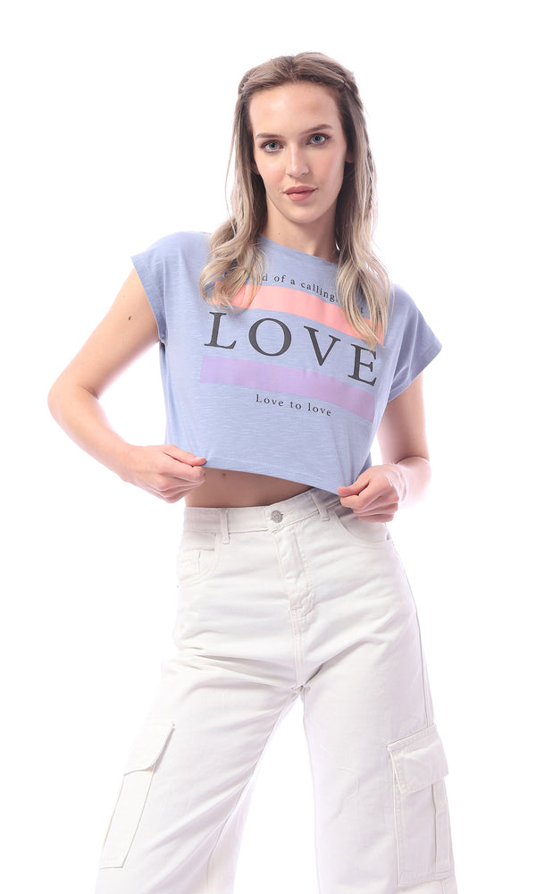 تيشيرت قصير الأكمام ازرق فاتح سهل الارتداء