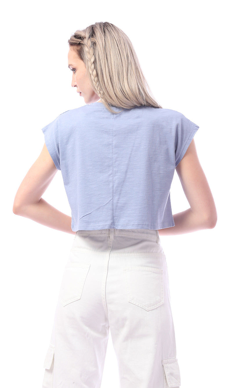 تيشيرت قصير الأكمام ازرق فاتح سهل الارتداء