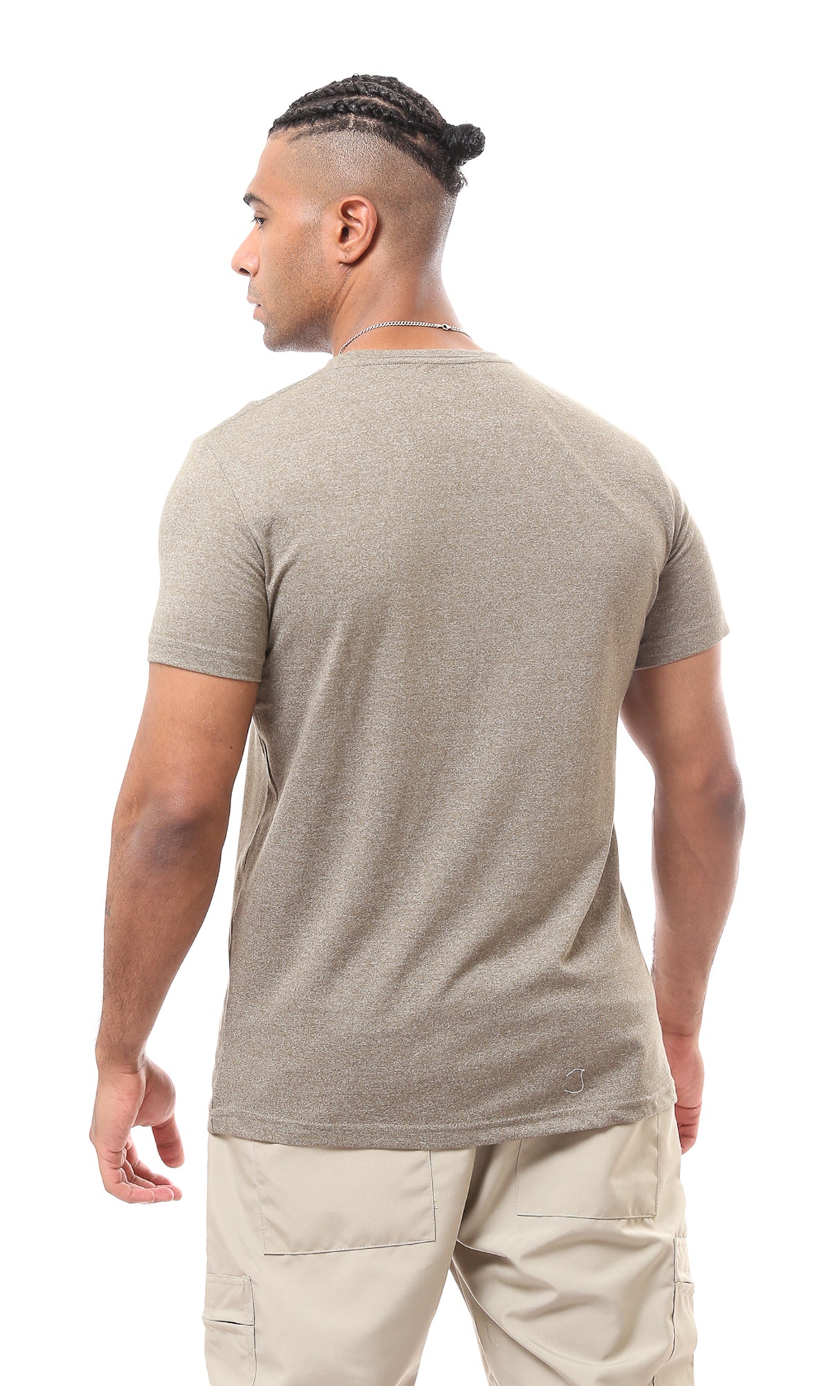 O169075 Heather Olive Solid Short Sleeves Tee