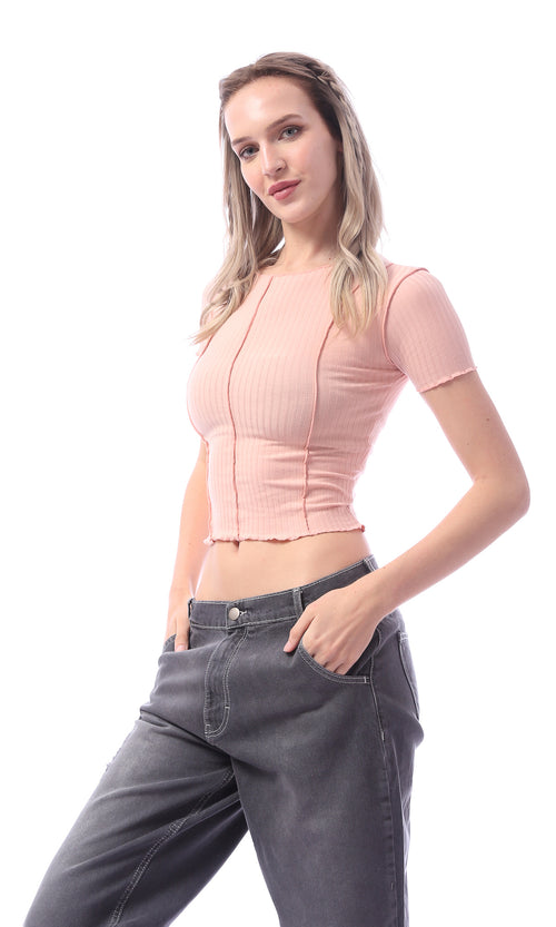 تيشيرت نود مضلع مناسب بأكمام قصيرة