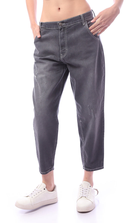 O170138 Dark Grey Regular Fit Jeans With Pockets