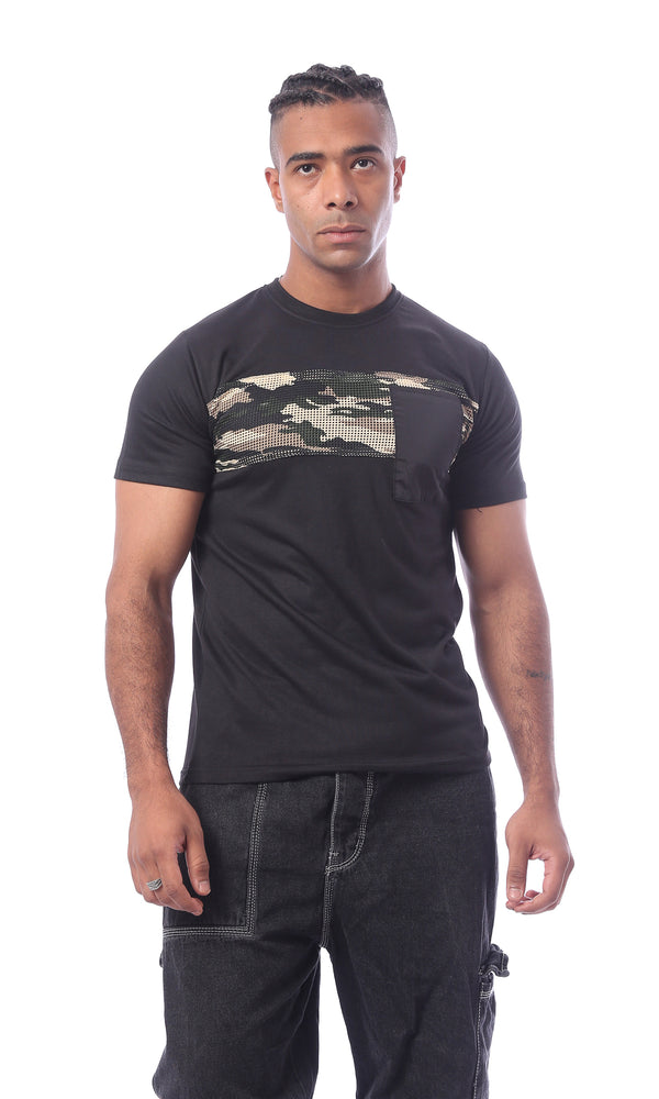 تي شيرت اسود سهل الارتداء ومريح بأكمام قصيرة