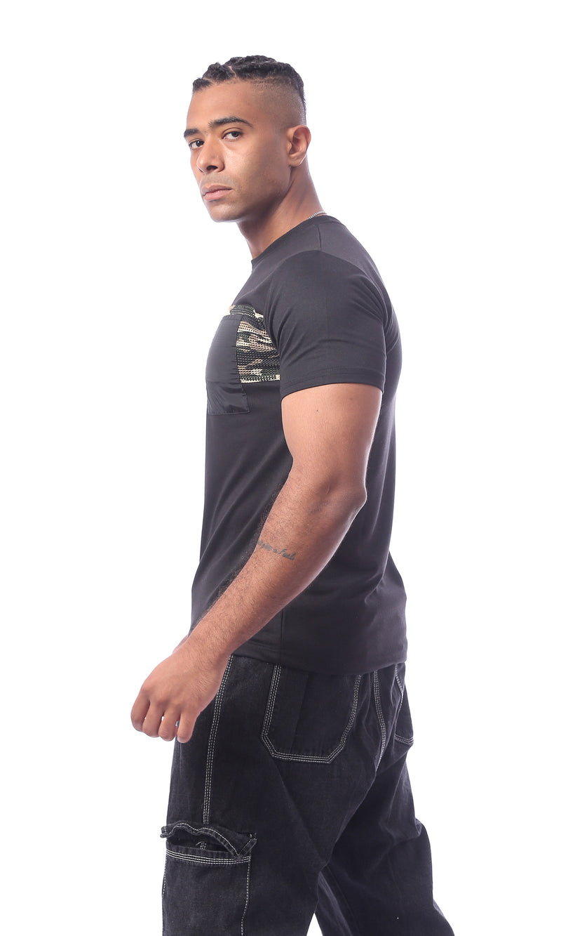 تي شيرت اسود سهل الارتداء ومريح بأكمام قصيرة