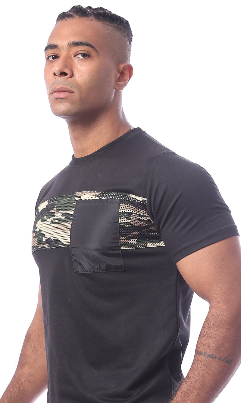 تي شيرت اسود سهل الارتداء ومريح بأكمام قصيرة