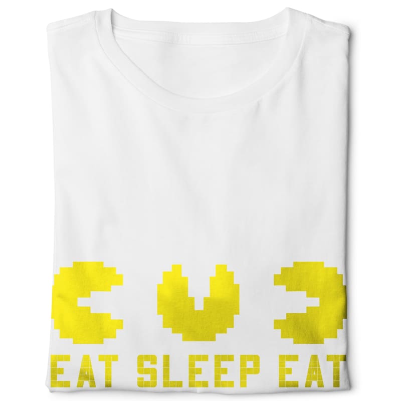 Pac Man Eat Sleep Eat - Digital Graphics Basic T-shirt White - NAV