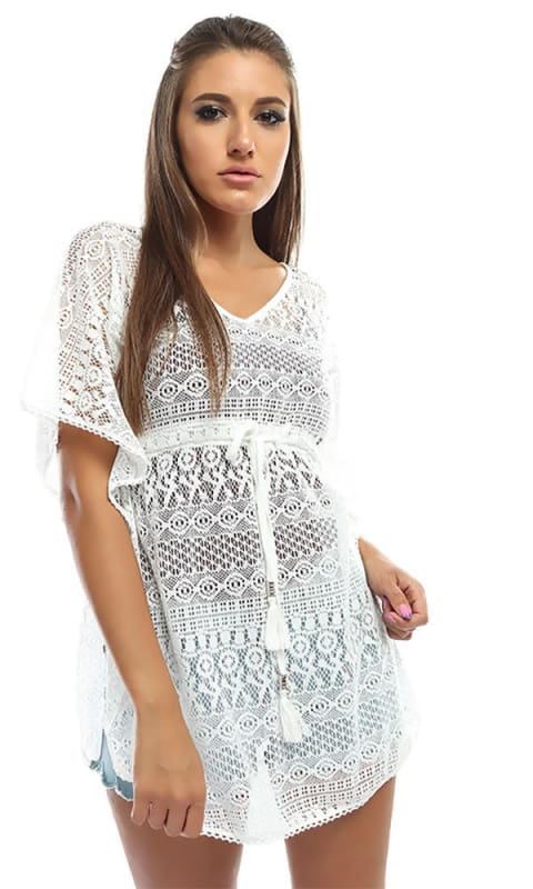 Perforated Women Top - White - women shirts & blouses