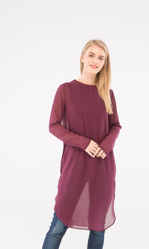 Plain Tunic Top - Eggplant - women shirts & blouses