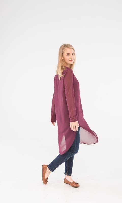 Plain Tunic Top - Eggplant - women shirts & blouses