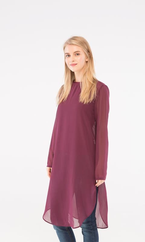 Plain Tunic Top - Eggplant - women shirts & blouses